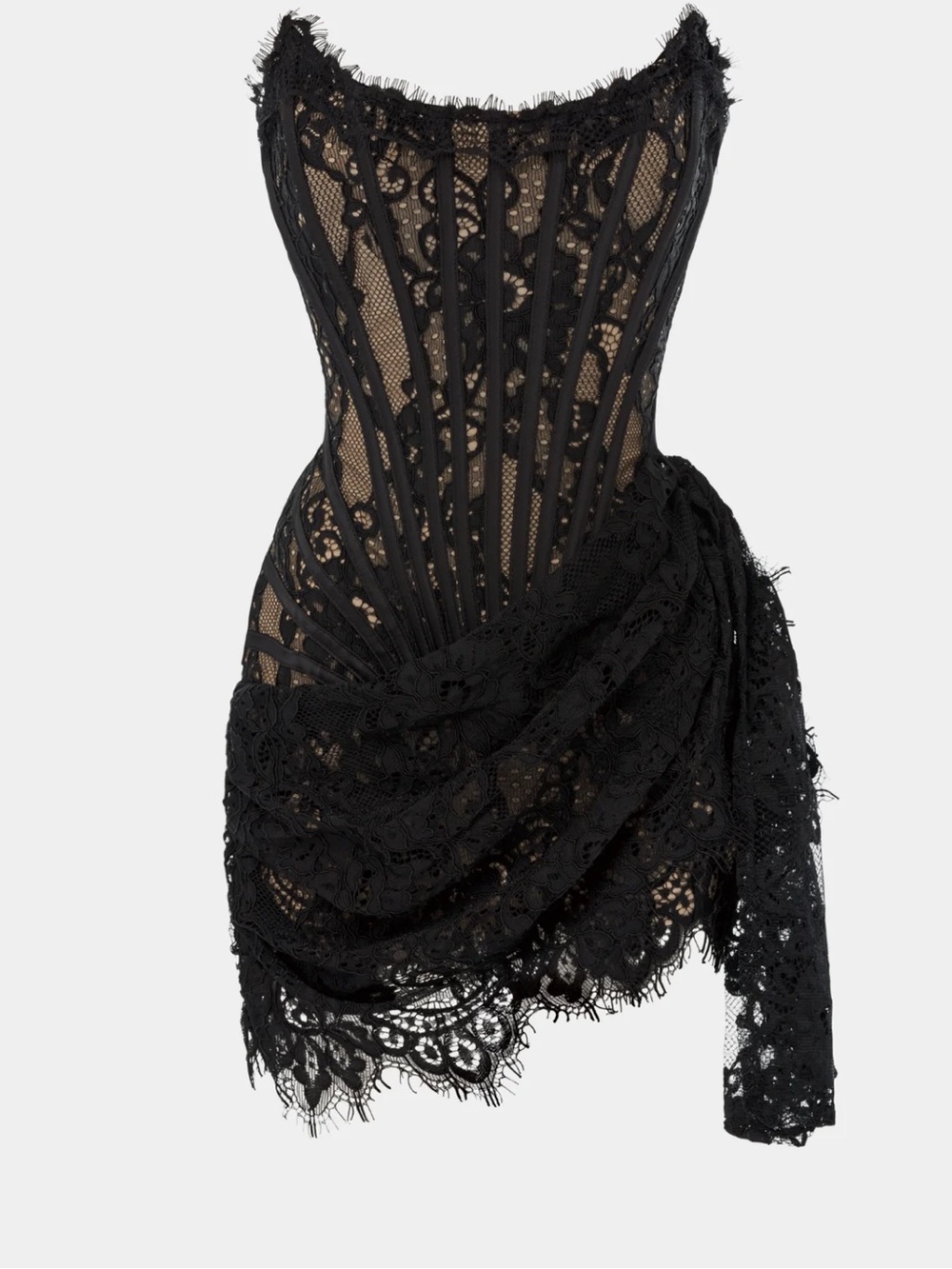 Black lace corset mini dress